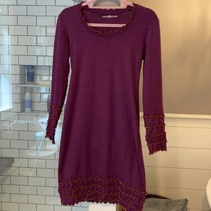 Laura Hlavac Ruffled Maroon Jersey Dress - Size M